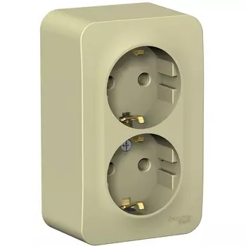 Розетка двойная с заземлением и шторками (бежевый) Systeme Electric Blanca BLNRA011217