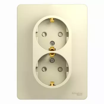Розетка двойная с заземлением и шторками (Бежевый) Systeme Electric Glossa GSL000226