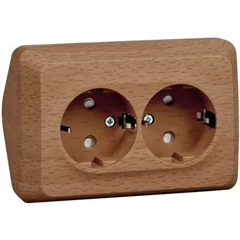 Розетка двойная с заземлением и шторками (бук) Systeme Electric Etude PA16-108T