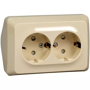 Розетка двойная с заземлением и шторками (кремовый) Systeme Electric Etude PA16-108K