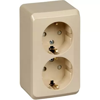 Розетка двойная с заземлением и шторками (кремовый) Systeme Electric Этюд PA16-008K