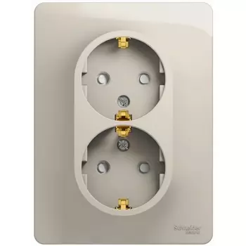 Розетка двойная с заземлением и шторками (молочный) Systeme Electric Glossa GSL000926