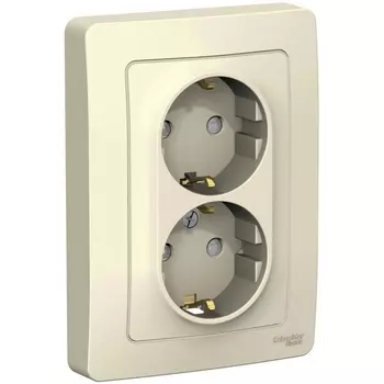 Розетка двойная с заземлением и шторками (молочный) Systeme Electric Blanca BLNRS001122