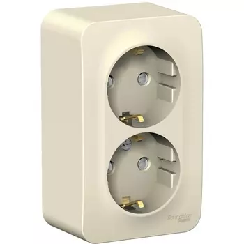 Розетка двойная с заземлением и шторками (молочный) Systeme Electric Blanca BLNRA011212
