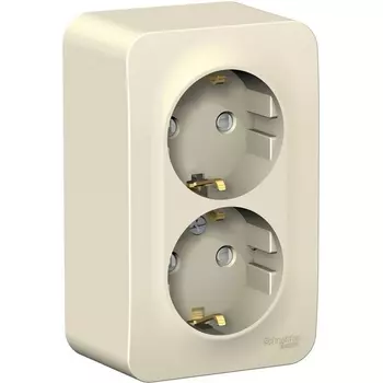 Розетка двойная с заземлением и шторками (молочный) Systeme Electric Blanca BLNRA011202