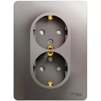 Розетка двойная с заземлением и шторками (платина) Systeme Electric Glossa GSL001226