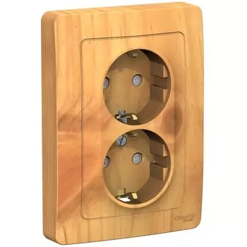 Розетка двойная с заземлением и шторками (ясень) Systeme Electric Blanca BLNRS001125