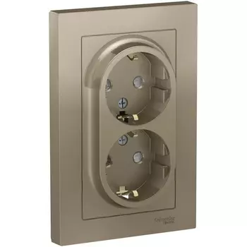 Розетка двойная с заземлением и шторками (шампань) Systeme Electric AtlasDesign ATN000526