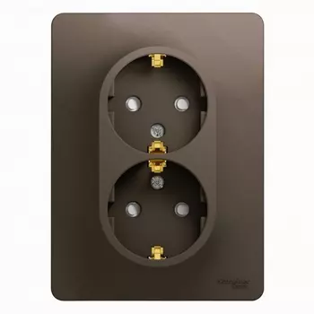 Розетка двойная с заземлением и шторками (шоколад) Systeme Electric Glossa GSL000826