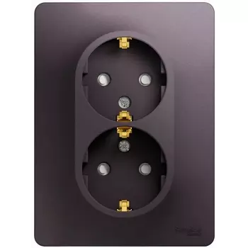 Розетка двойная с заземлением и шторками (сиреневый туман) Systeme Electric Glossa GSL001426