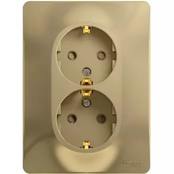 Розетка двойная с заземлением и шторками (титан) Systeme Electric Glossa GSL000426