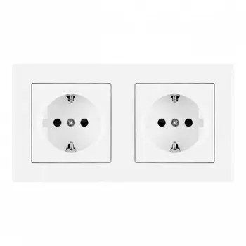 Розетка двойная с заземлением и шторками в комплекте с рамкой (белый) Arte Milano SET06-2 SET06-2-40-1x2 white