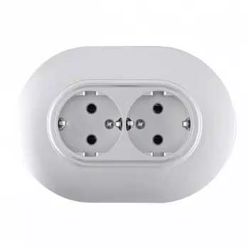 Розетка двойная с заземлением и шторками в комплекте с рамкой (серебро) Arte Milano SET08-2 SET08-double-40-2 silver