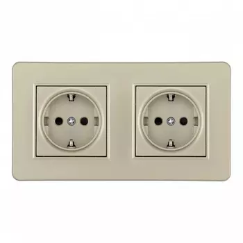 Розетка двойная с заземлением и шторками в комплекте с рамкой (шампань) Arte Milano SET16-2 SET16-2-40-1x2 shampan