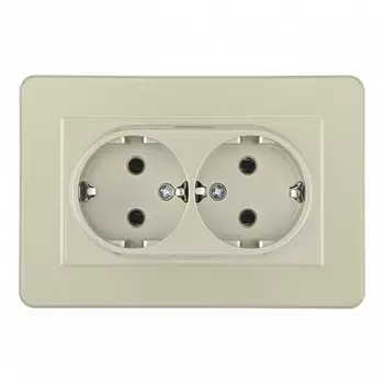 Розетка двойная с заземлением и шторками в комплекте с рамкой (шампань) Arte Milano SET16-2 SET16-double-40-2 shampan