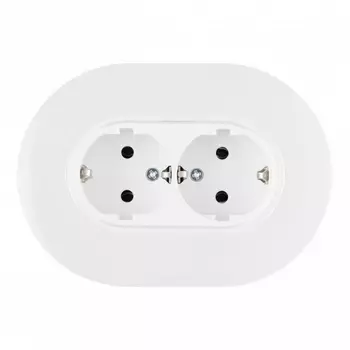 Розетка двойная с заземлением и шторками в комплекте с рамкой (белый) Arte Milano SET08-2 SET08-double-40-2 white