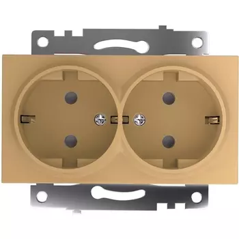Розетка двойная с заземлением и шторками (золото) Stekker Катрин 49226