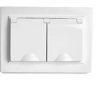 Розетка двойная с заземлением и защитной крышкой (белый) Stekker Эрна 49139