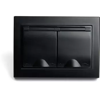 Розетка двойная с заземлением и защитной крышкой (черный) Stekker Эрна 49138