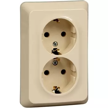 Розетка двойная с заземлением (кремовый) Systeme Electric Etude PC16-107K