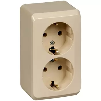 Розетка двойная с заземлением (кремовый) Systeme Electric Этюд PA16-007K