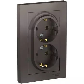 Розетка двойная с заземлением (мокко) Systeme Electric AtlasDesign ATN000624