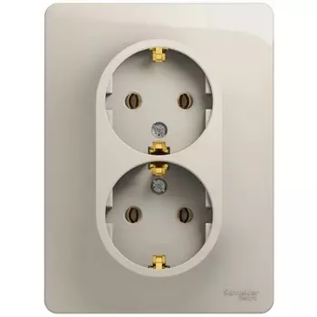 Розетка двойная с заземлением (молочный) Systeme Electric Glossa GSL000924