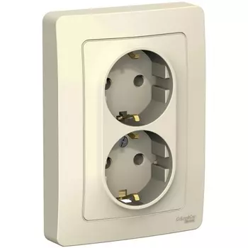 Розетка двойная с заземлением (молочный) Systeme Electric Blanca BLNRS001022