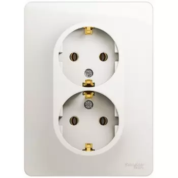 Розетка двойная с заземлением (перламутровый) Systeme Electric Glossa GSL000624