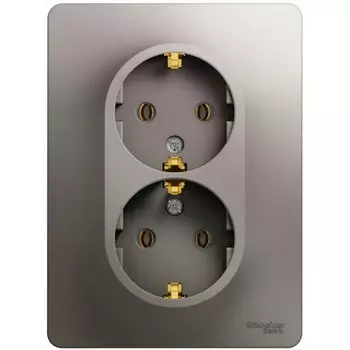 Розетка двойная с заземлением (платина) Systeme Electric Glossa GSL001224