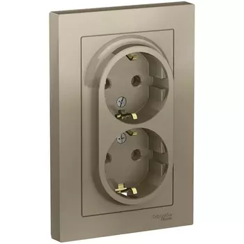 Розетка двойная с заземлением (шампань) Systeme Electric AtlasDesign ATN000524