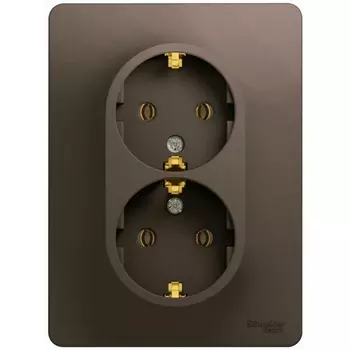 Розетка двойная с заземлением (шоколад) Systeme Electric Glossa GSL000824