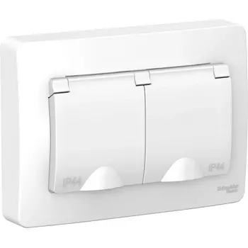 Розетка двойная с заземлением, шторками и крышкой (белый) Systeme Electric Blanca BLNRS441121