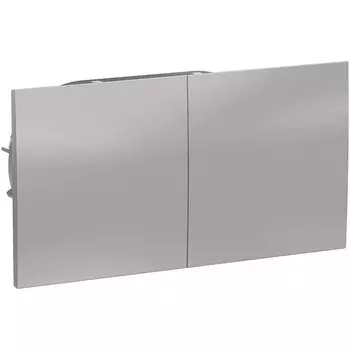 Розетка двойная с заземлением, шторками и крышкой (алюминий) Systeme Electric AtlasDesign ATN000328