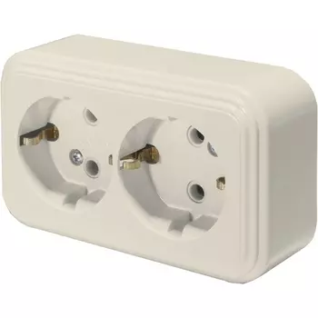 Розетка двойная с заземлением (слоновая кость) Stekker Брест 49056