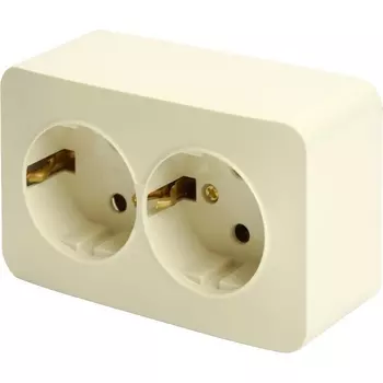 Розетка двойная с заземлением (слоновая кость) Stekker София 49497