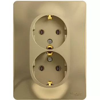 Розетка двойная с заземлением (титан) Systeme Electric Glossa GSL000424