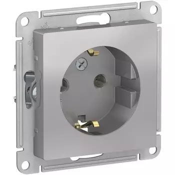 Розетка с заземлением (алюминий) Systeme Electric AtlasDesign ATN000343