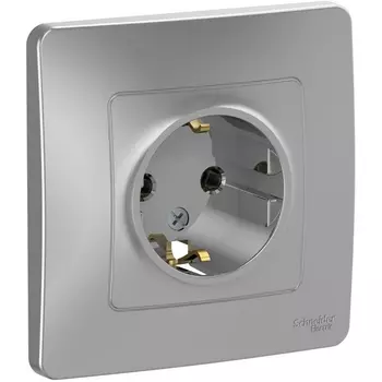 Розетка с заземлением (алюминий) Systeme Electric Blanca BLNRS001013