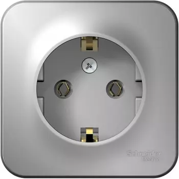 Розетка с заземлением (алюминий) Systeme Electric Blanca BLNRA010113