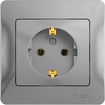 Розетка с заземлением (алюминий) Systeme Electric Glossa GSL000342