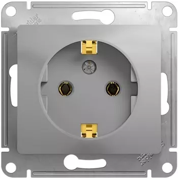 Розетка с заземлением (алюминий) Systeme Electric Glossa GSL000343