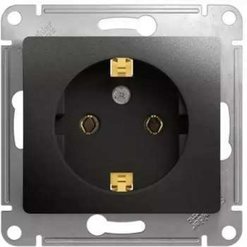 Розетка с заземлением (антрацит) Systeme Electric Glossa GSL000743