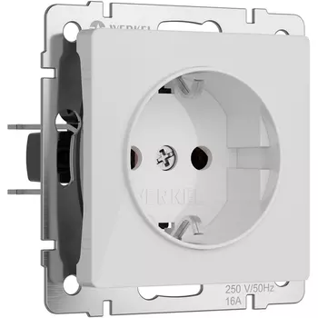 Розетка с заземлением (белый акрил) Werkel W1171041 (a064010)