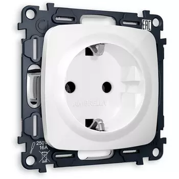 Розетка с заземлением (белый глянец) Ambrella Volt QUANT MO106010
