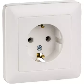 Розетка с заземлением (белый) Systeme Electric HIT RS16-134-B
