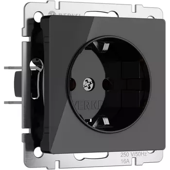 Розетка с заземлением (черный акрил) Werkel W1171048 (a064041)