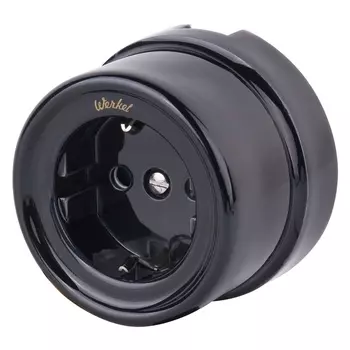 Розетка с заземлением (черный) Ретро Werkel W5671008 (a051453)