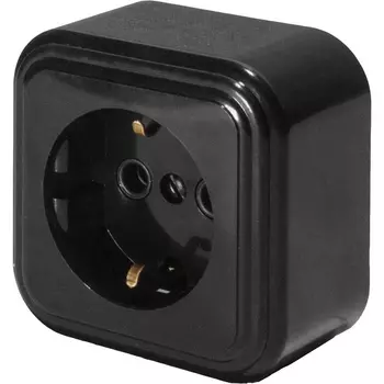 Розетка с заземлением (черный) Stekker Брест 39690