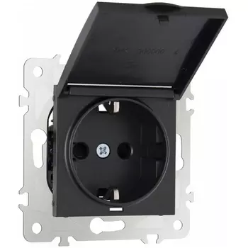 Розетка с заземлением и крышкой Arte Milano am-203 203.41-1.black